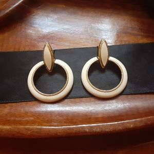 White and Gold Vintage Earrings